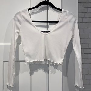 Boohoo white cropped long sleeve